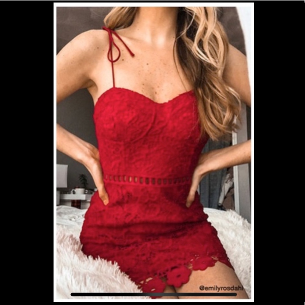 BRAND NEW Red Lace Mini Dress